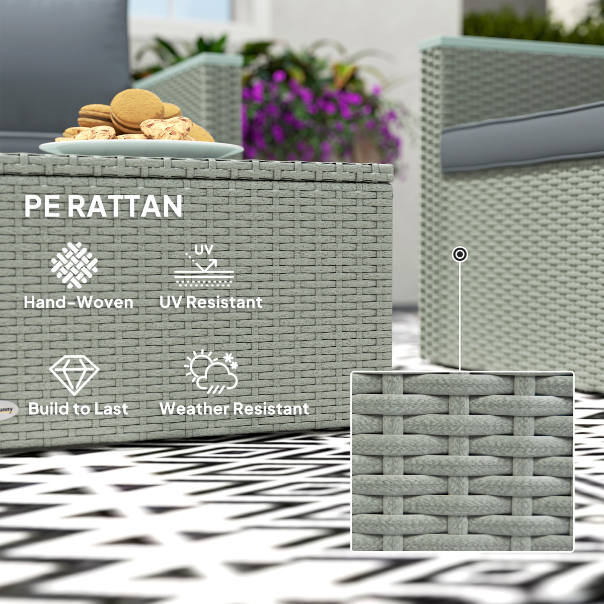 Chic 4-Piece Rattan Garden Set with Cushions - Light Grey Comfort!