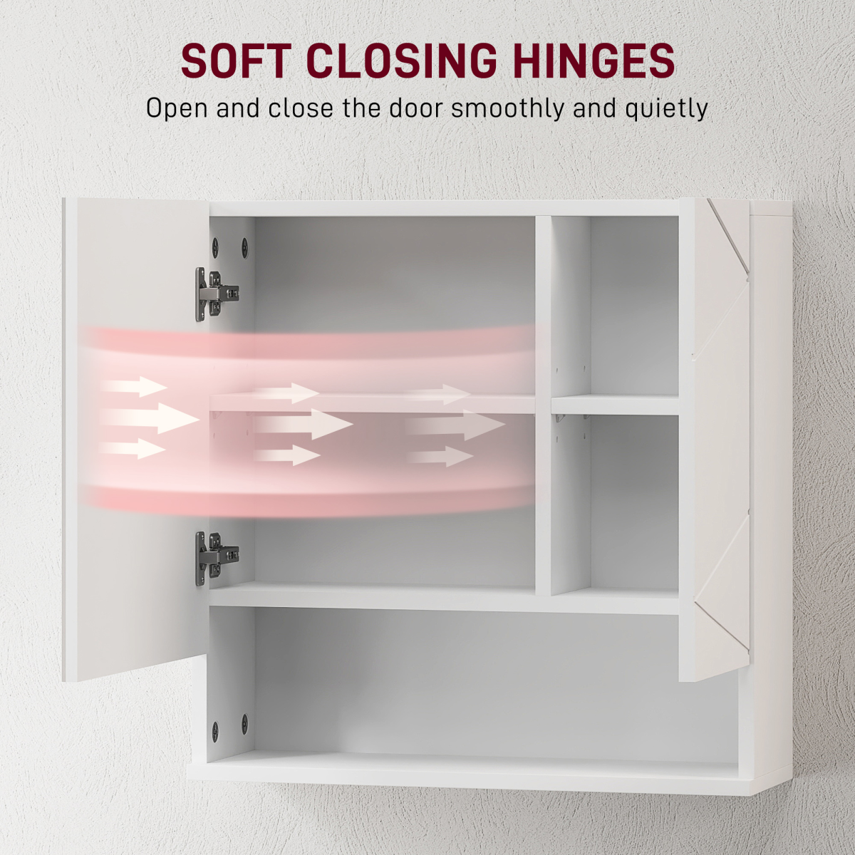 Kleankin White Wall-Mounted Bathroom Storage Cabinet with Mirror & Adjustable Shelves