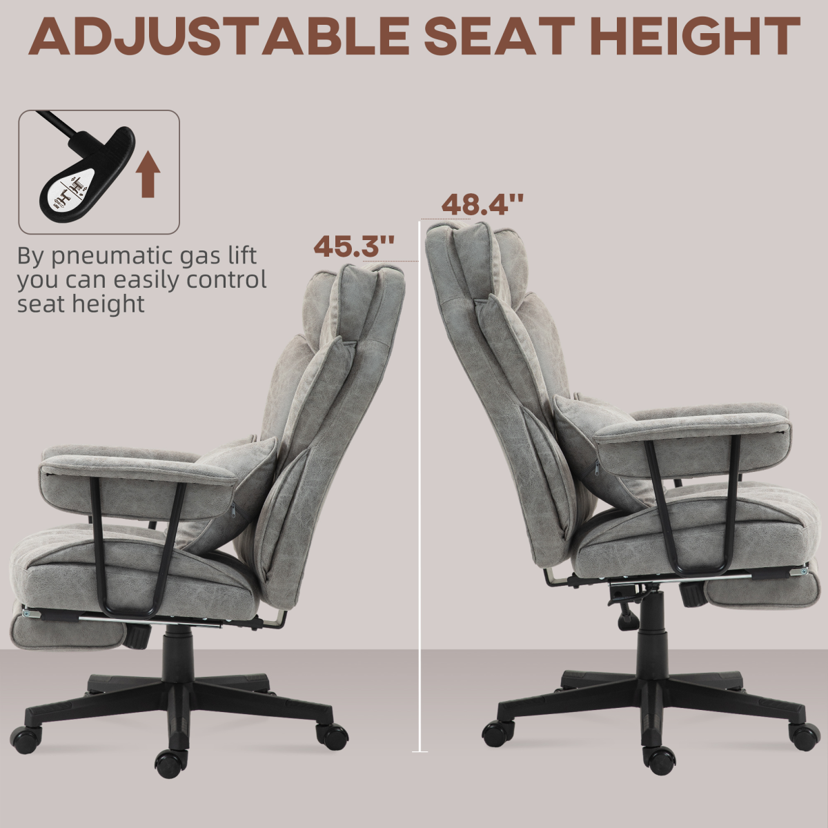 Ergonomic Office Chair with Footrest - Comfort Meets Style in Grey