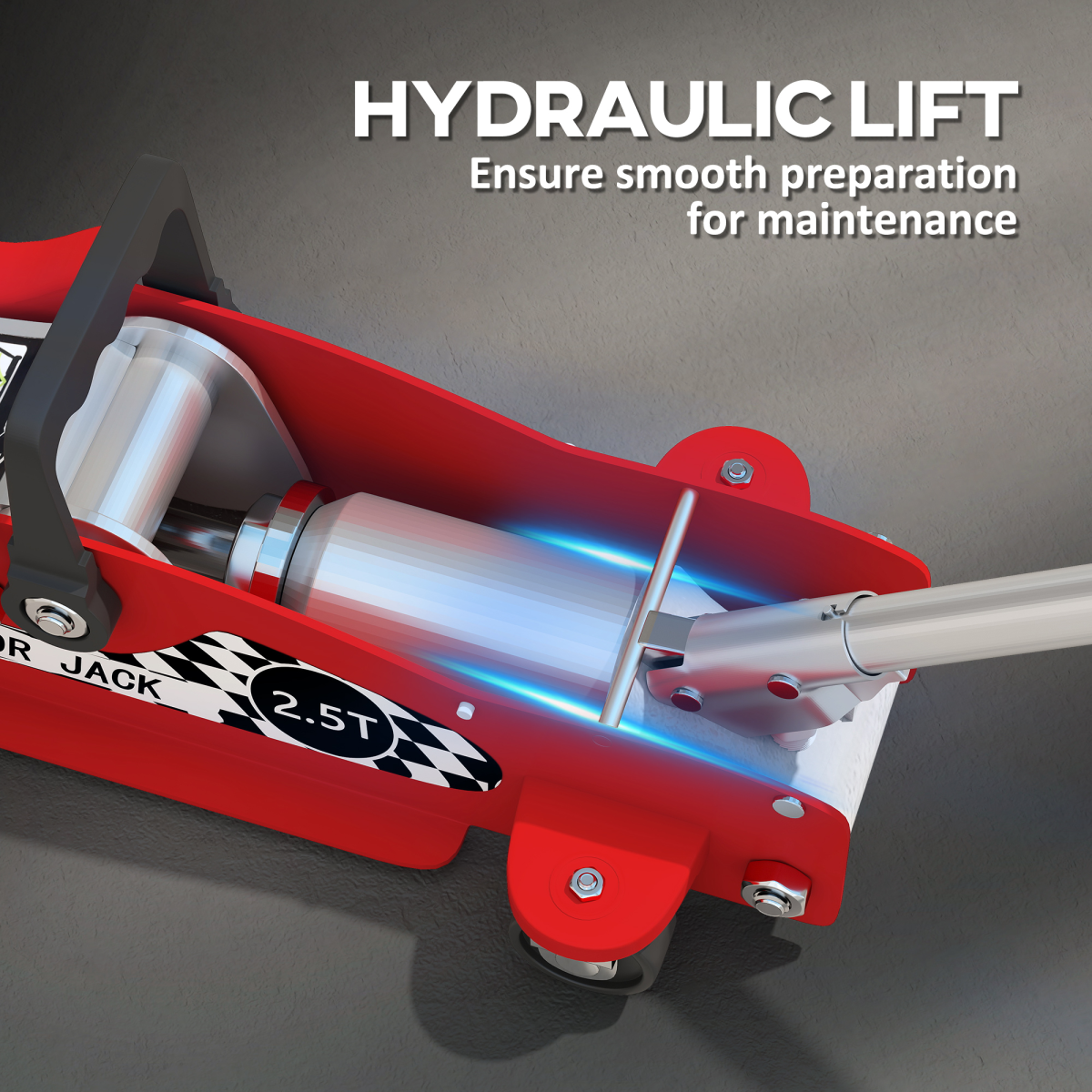 2.5T Hydraulic Low Profile Floor Jack - Versatile & Durable, Red