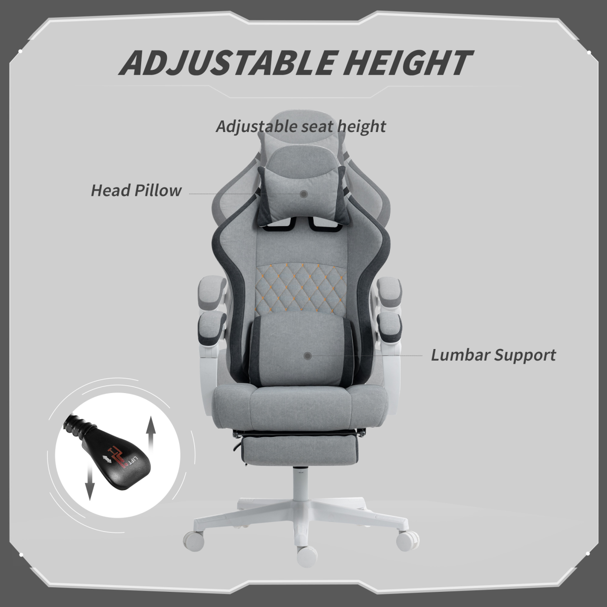 Elegant Grey Velvet Recliner Chair with Adjustable Height for Ultimate Comfort