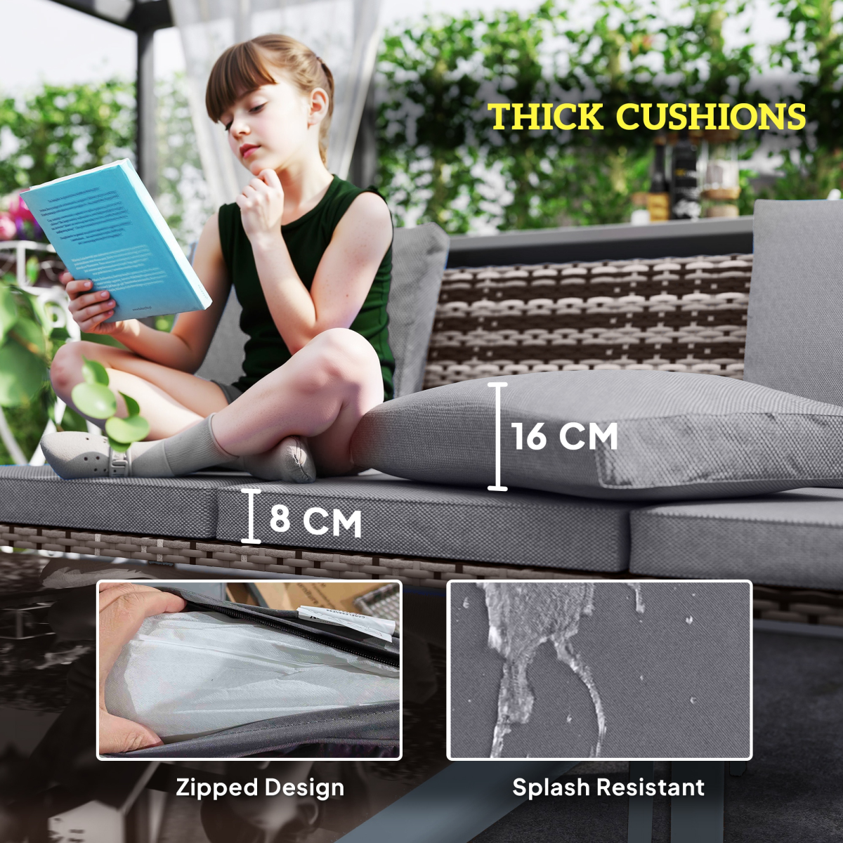 7-Seater Rattan Garden Set: Stylish Comfort with Glass Table