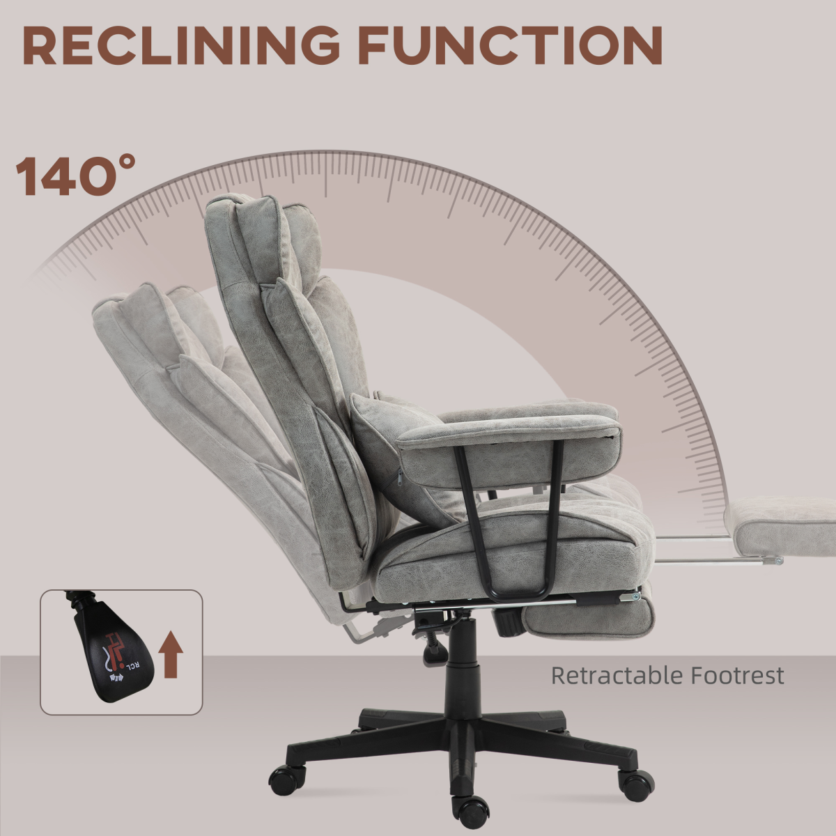 Ultimate Comfort: Heated Massage Reclining Office Chair in Grey