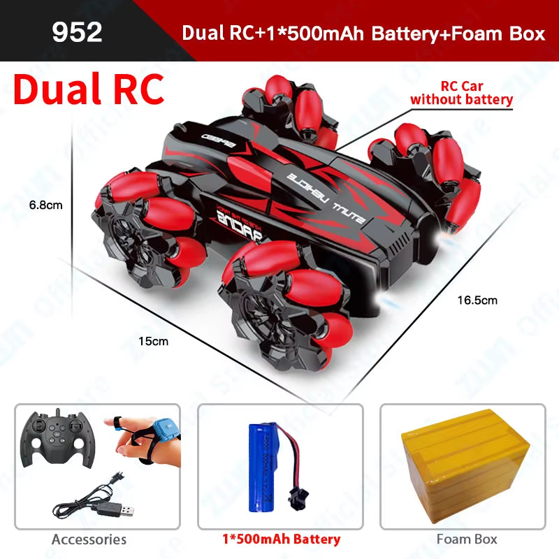 F1 RC Drift Car with LED Lights & Music - 2.4G Gesture Control Stunt Car for Kids - 4WD Electric Fun!