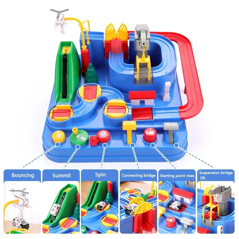 Ultimate Racing Rail Car Adventure Set - Interactive Educational Toy for Kids with Trains, Animals, and Space Rockets!
