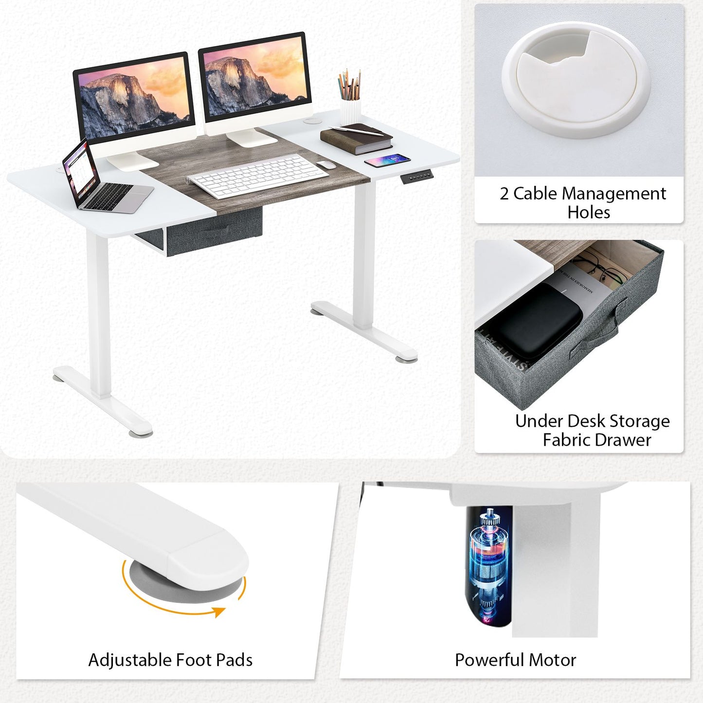 Transform Your Workspace: Electric Height Adjustable Standing Desk with USB Charging Port