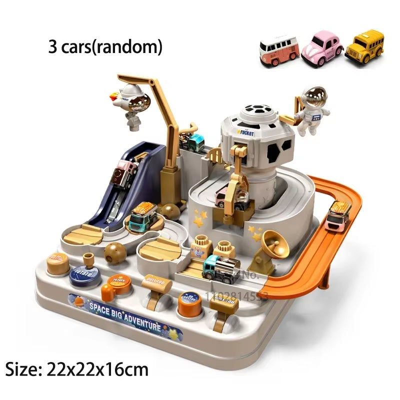 Ultimate Racing Rail Car Adventure Set - Interactive Educational Toy for Kids with Trains, Animals, and Space Rockets!