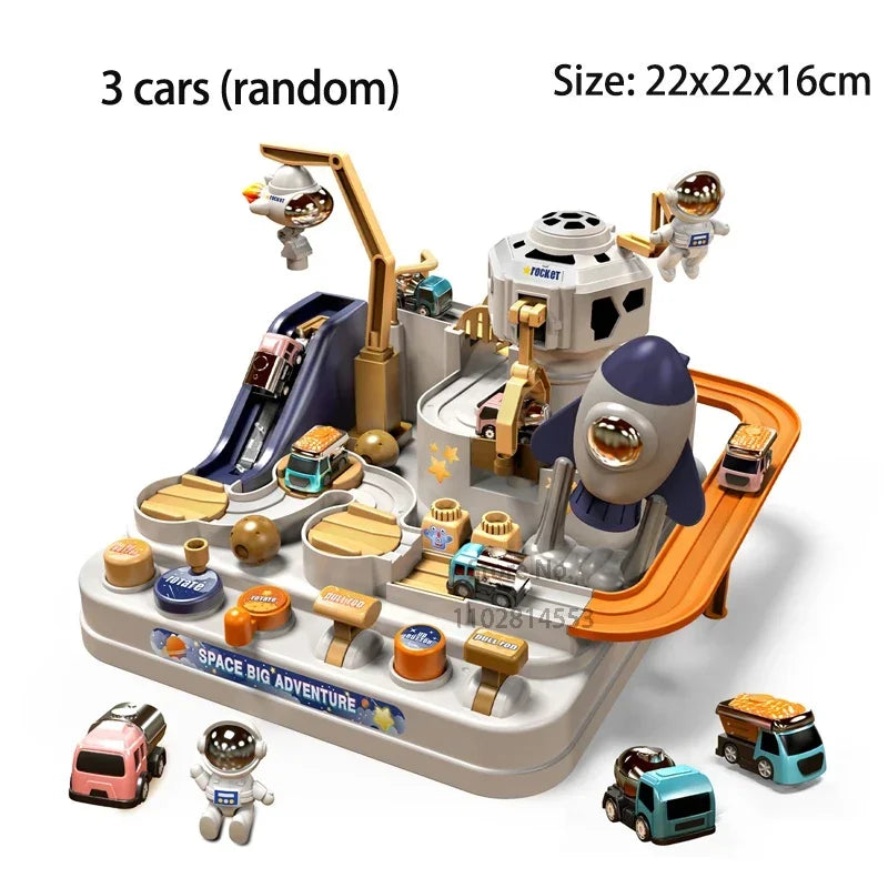Ultimate Racing Rail Car Adventure Set - Interactive Educational Toy for Kids with Trains, Animals, and Space Rockets!