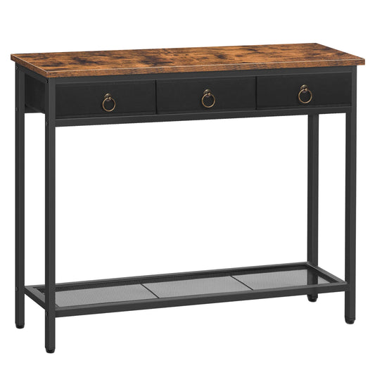 Stylish HOOBRO Narrow Console Table with 2 Drawers & Shelves - Perfect for Entryway, Living Room & Hallway