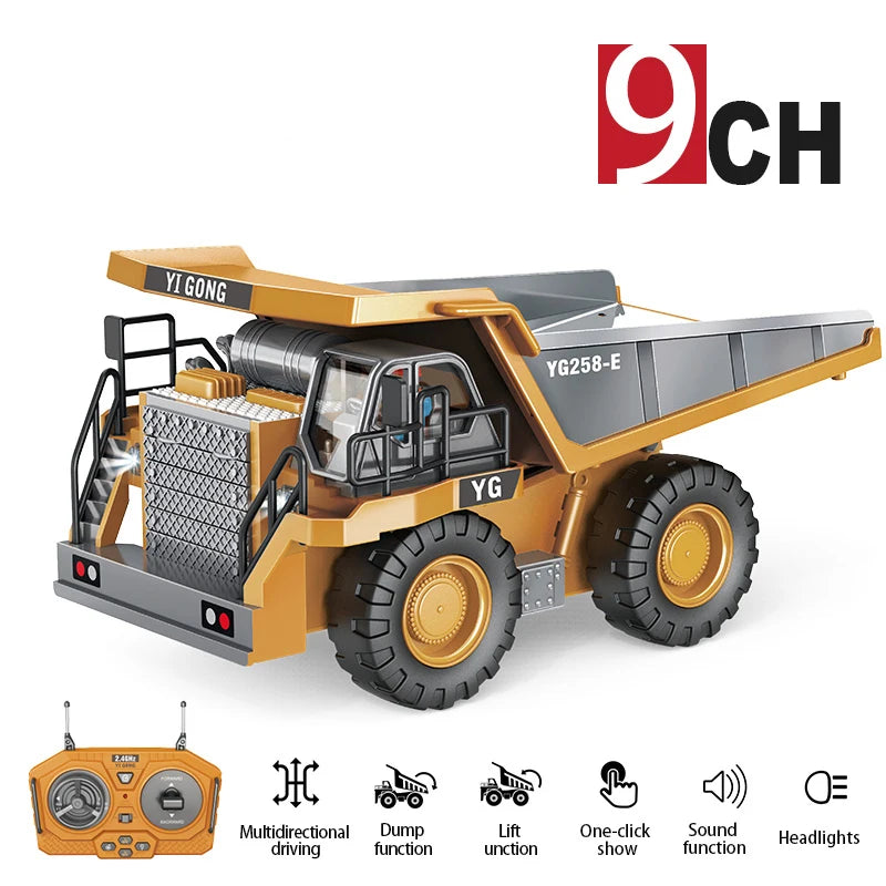 1:24 Scale 9CH Remote Control Alloy Dump Truck - Heavy Excavator Fun!