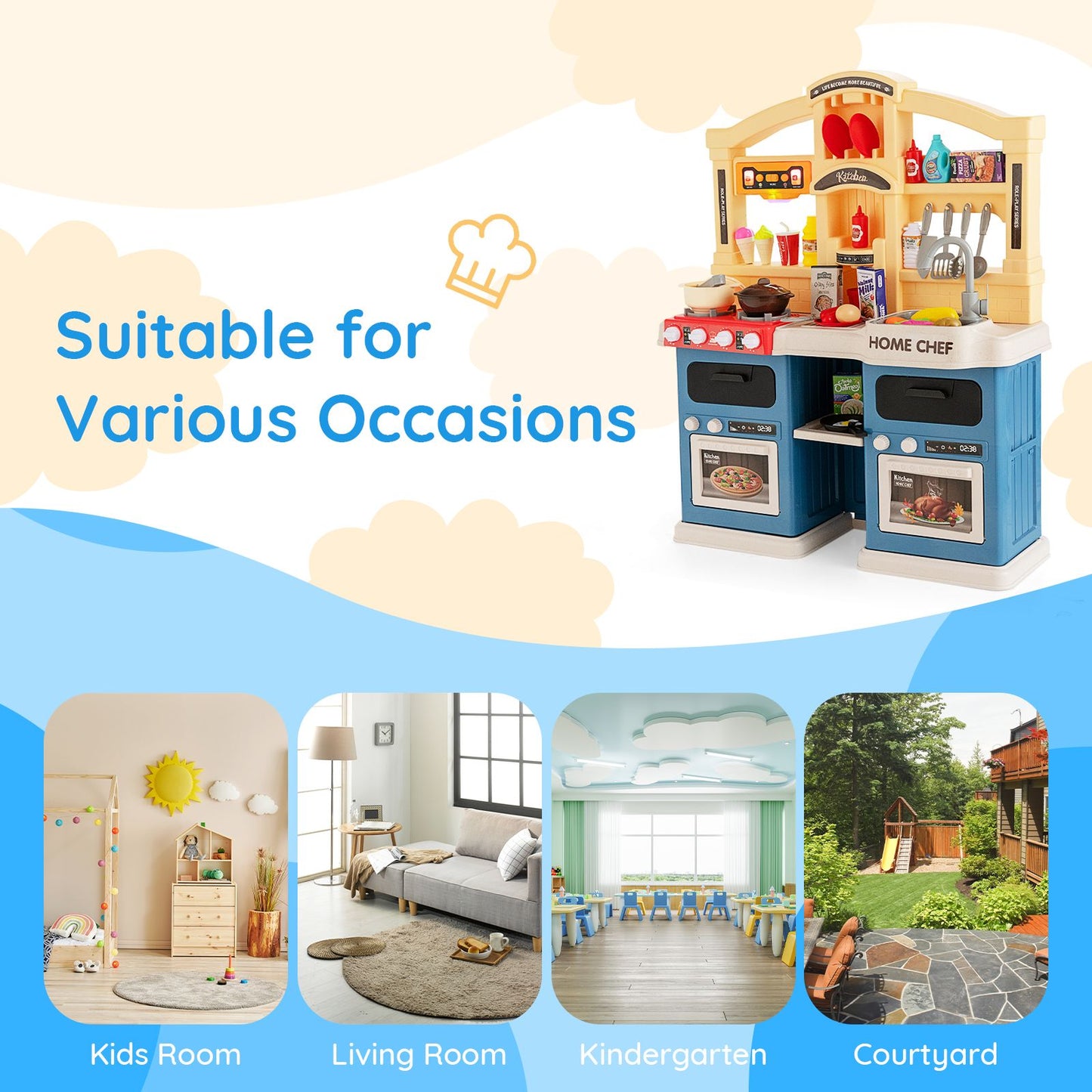 Ultimate 69-Piece Kids Kitchen Playset with Realistic Boiling and Vapor Effects!