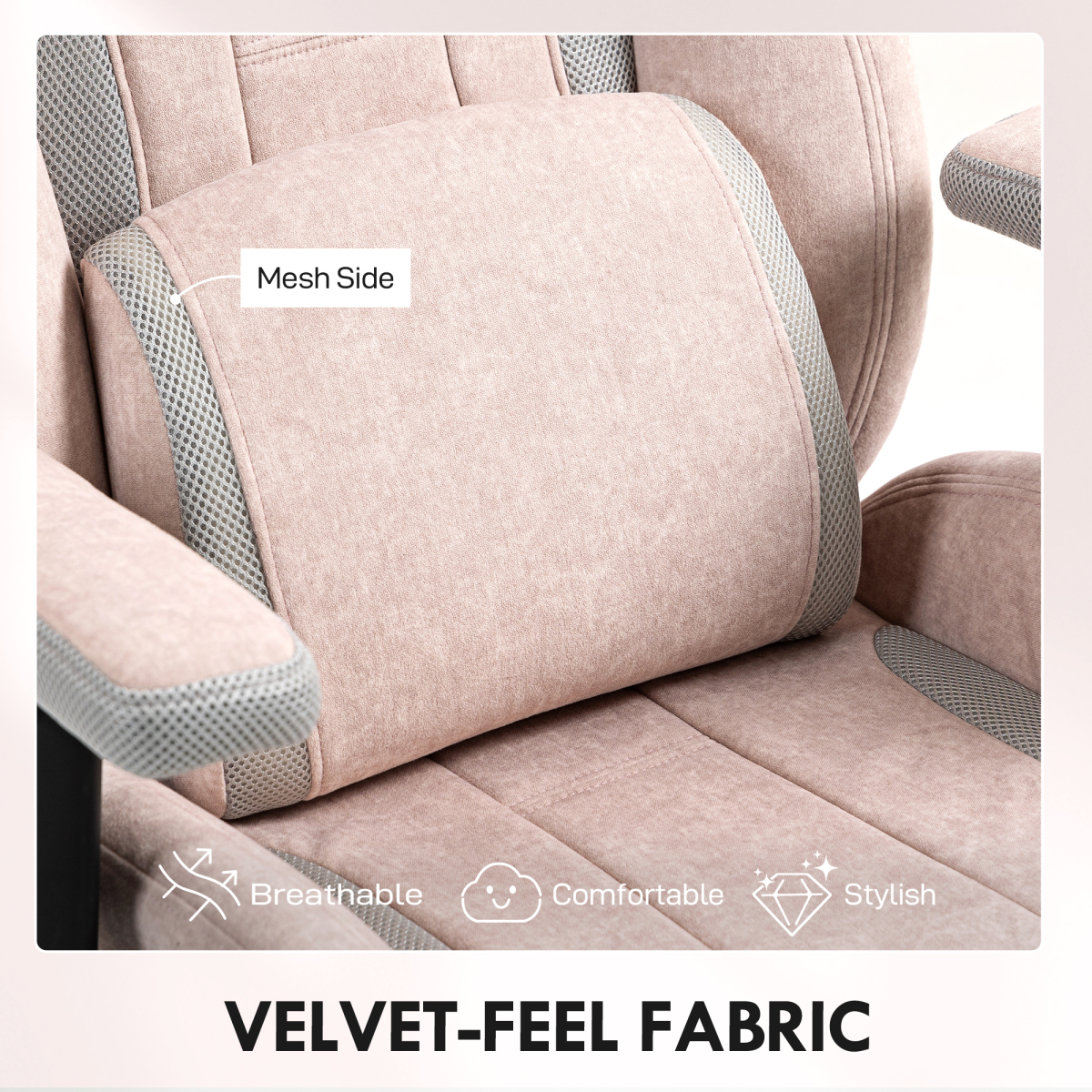 Curved Pink Gaming Chair with Lumbar Support & Swivel Wheels