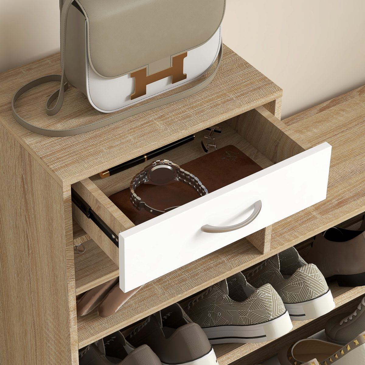 Transform Your Entryway: 3-in-1 Hallway Organizer with Shoe Cabinet & Mirror