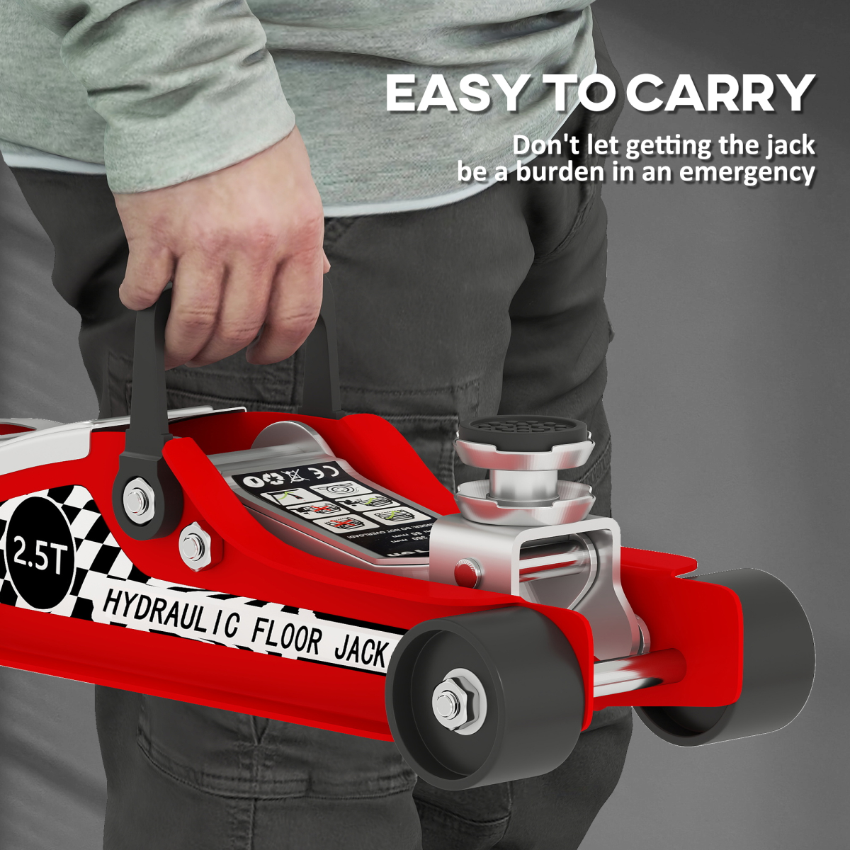 2.5T Hydraulic Low Profile Floor Jack - Versatile & Durable, Red