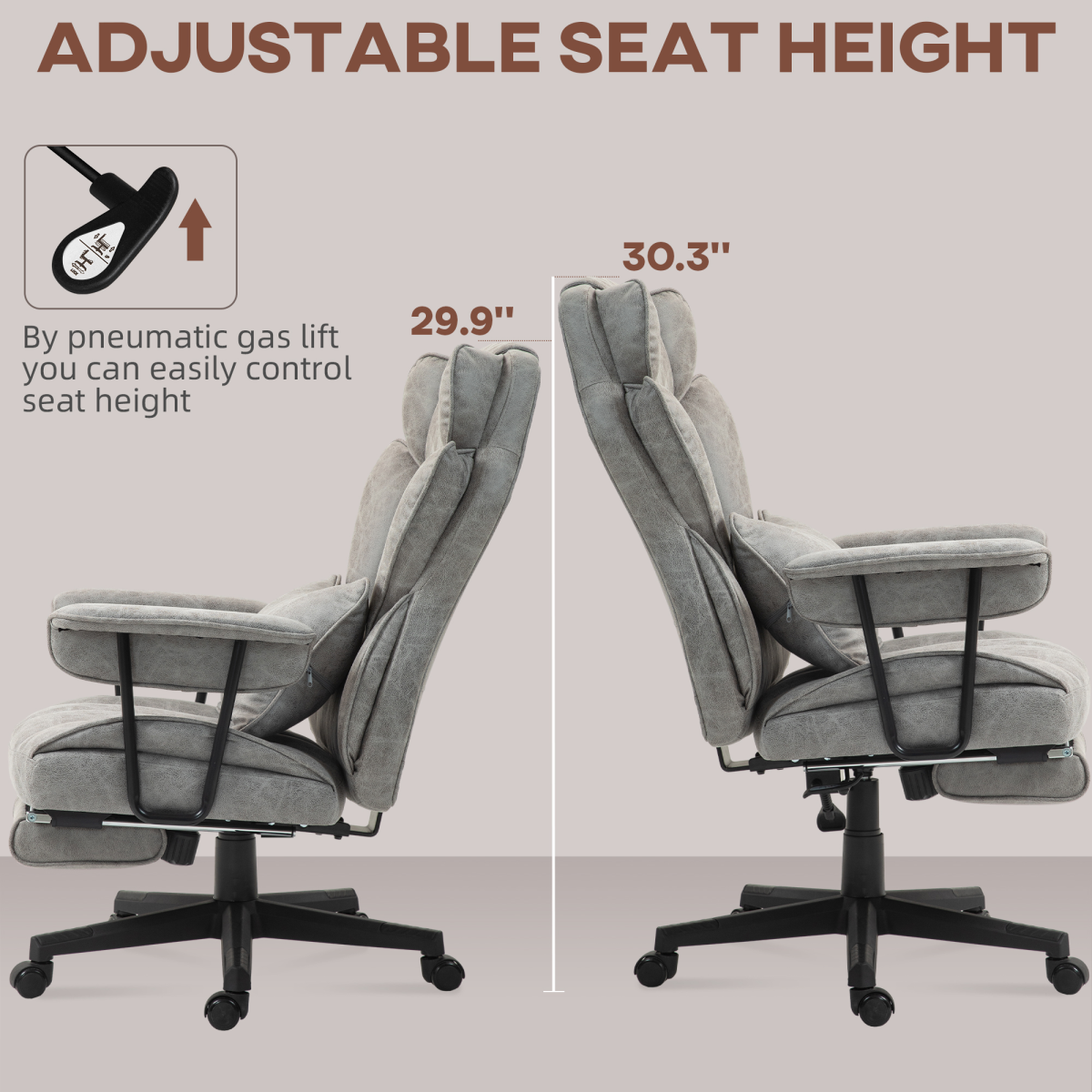 Ultimate Comfort: Heated Massage Reclining Office Chair in Grey