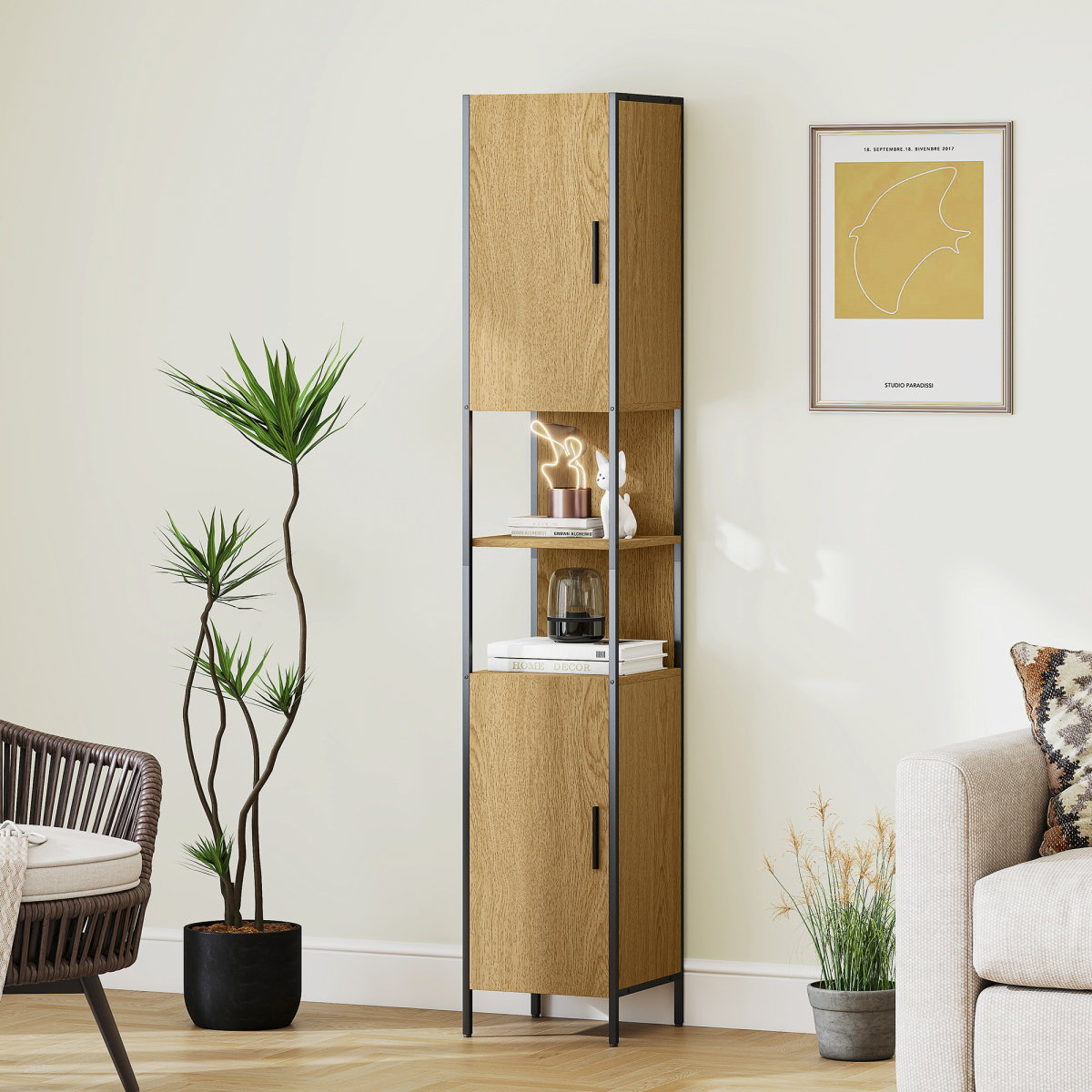 Slim Industrial Bathroom Cabinet – Stylish Storage for a Clutter-Free Oasis