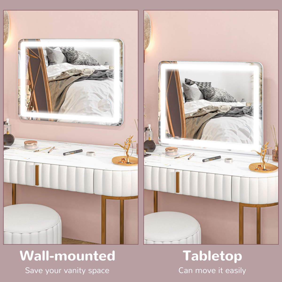 Illuminate Your Beauty: LED Vanity Mirror with 10X Magnification & USB