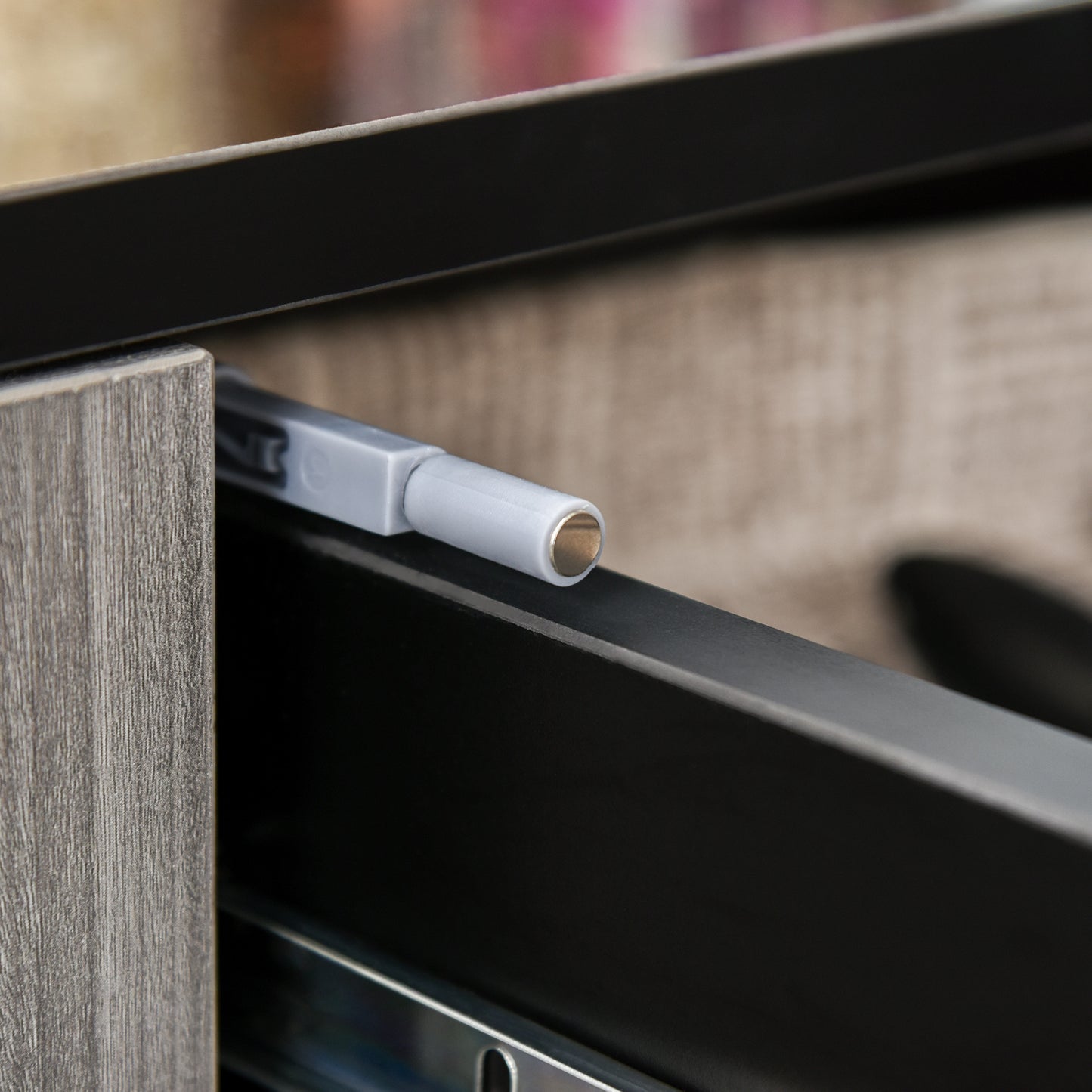 Elegant Dual-Finish Side Cabinet: 2 Doors + 2 Drawers for Stylish Organization