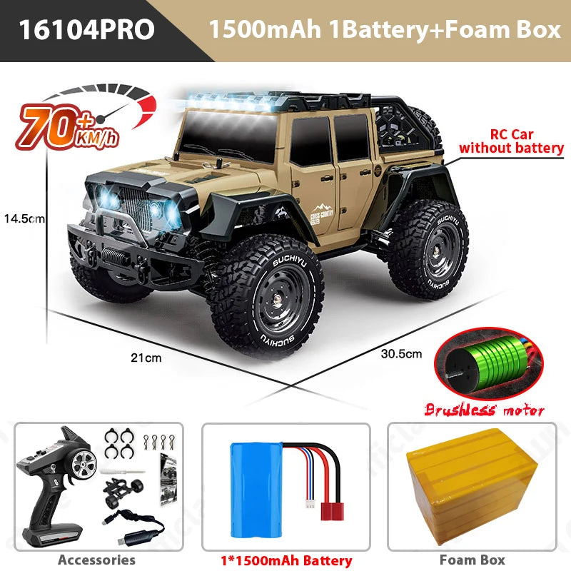 High-Speed 1:16 4WD RC Drift Monster Truck - 70KM/H Remote Control Car with LED for Kids - Wltoys 144001 Compatible