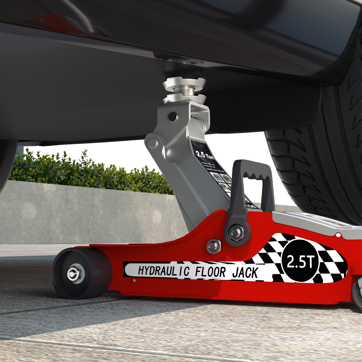 2.5T Hydraulic Low Profile Floor Jack - Versatile & Durable, Red