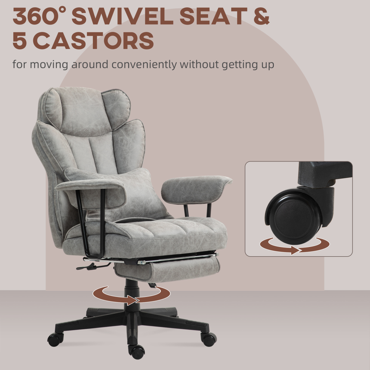 Ultimate Comfort: Heated Massage Reclining Office Chair in Grey