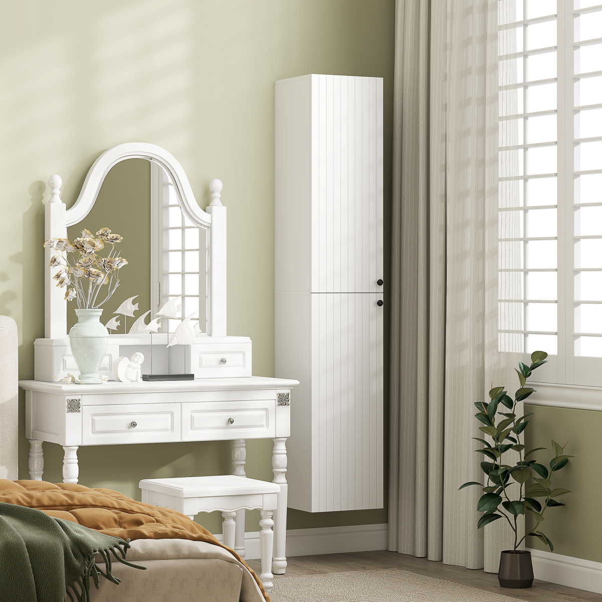 Maximize Space: Wall-Mounted Slim Bathroom Cabinet with 6-Tier Storage