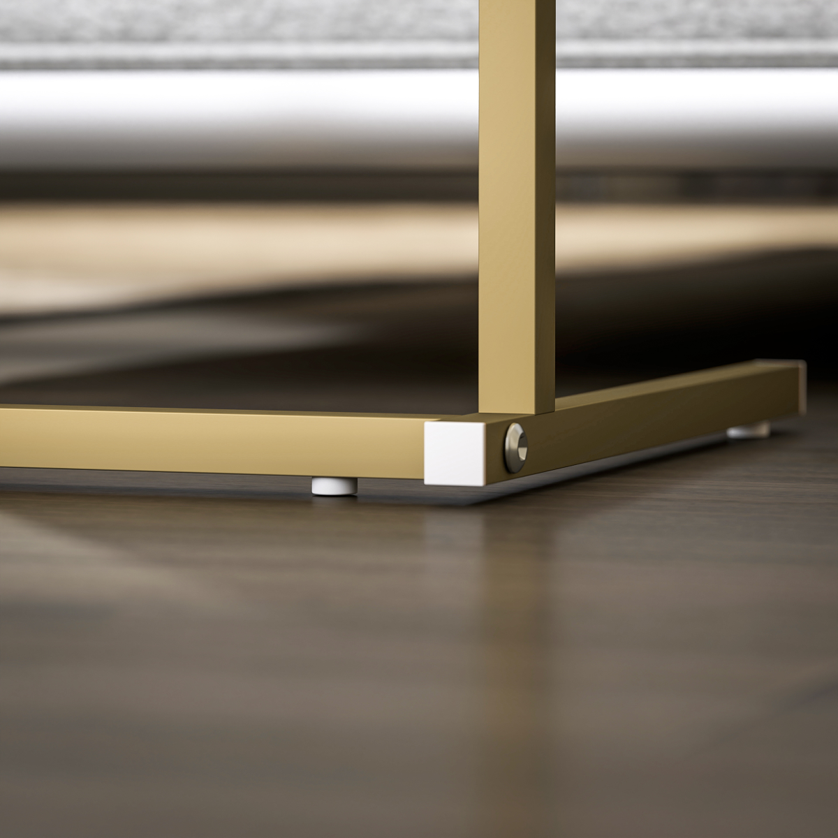 C-Shaped Side Table & Charging Station: Modern Marble Design & Storage