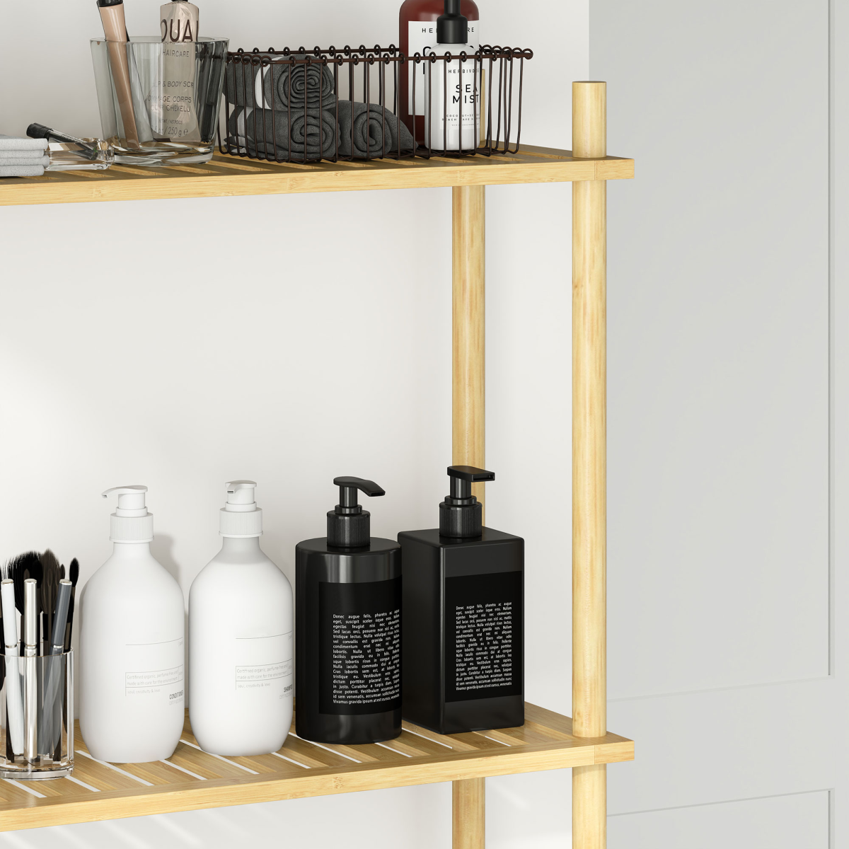 Maximize Space: Bamboo Over Toilet Storage Unit with 3 Shelves