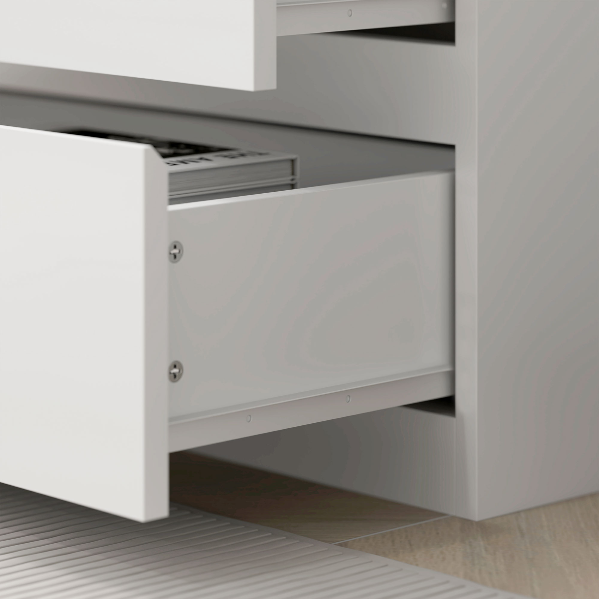 180cm Tall White Bookshelf with Hidden Drawer Storage - Space-Saving Style