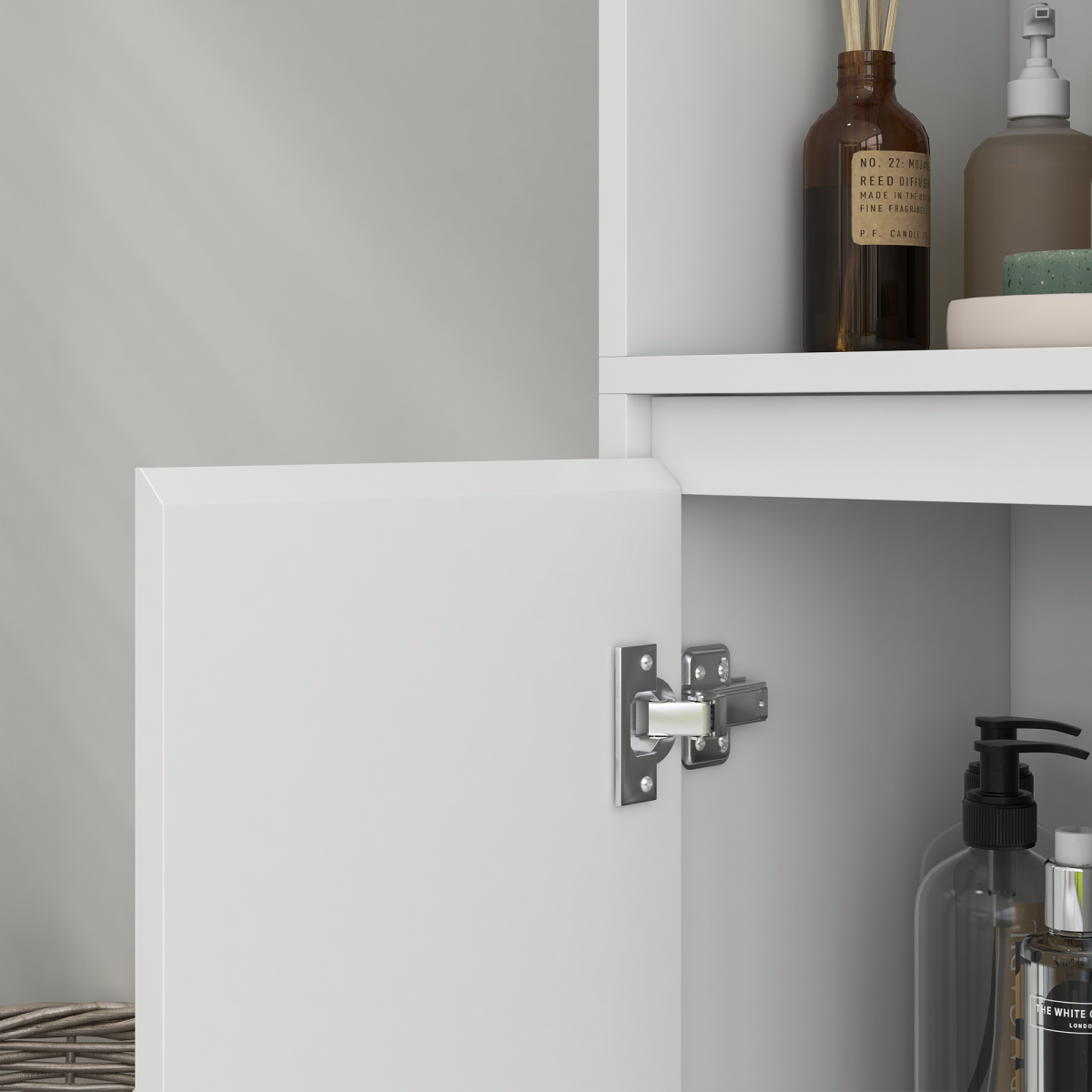 Slim White Bathroom Cabinet: Stylish Storage for Toiletries & Essentials