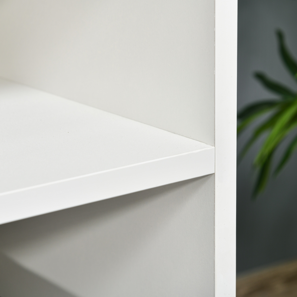 Sleek White TV Stand with Storage, Cable Management & Modern Design