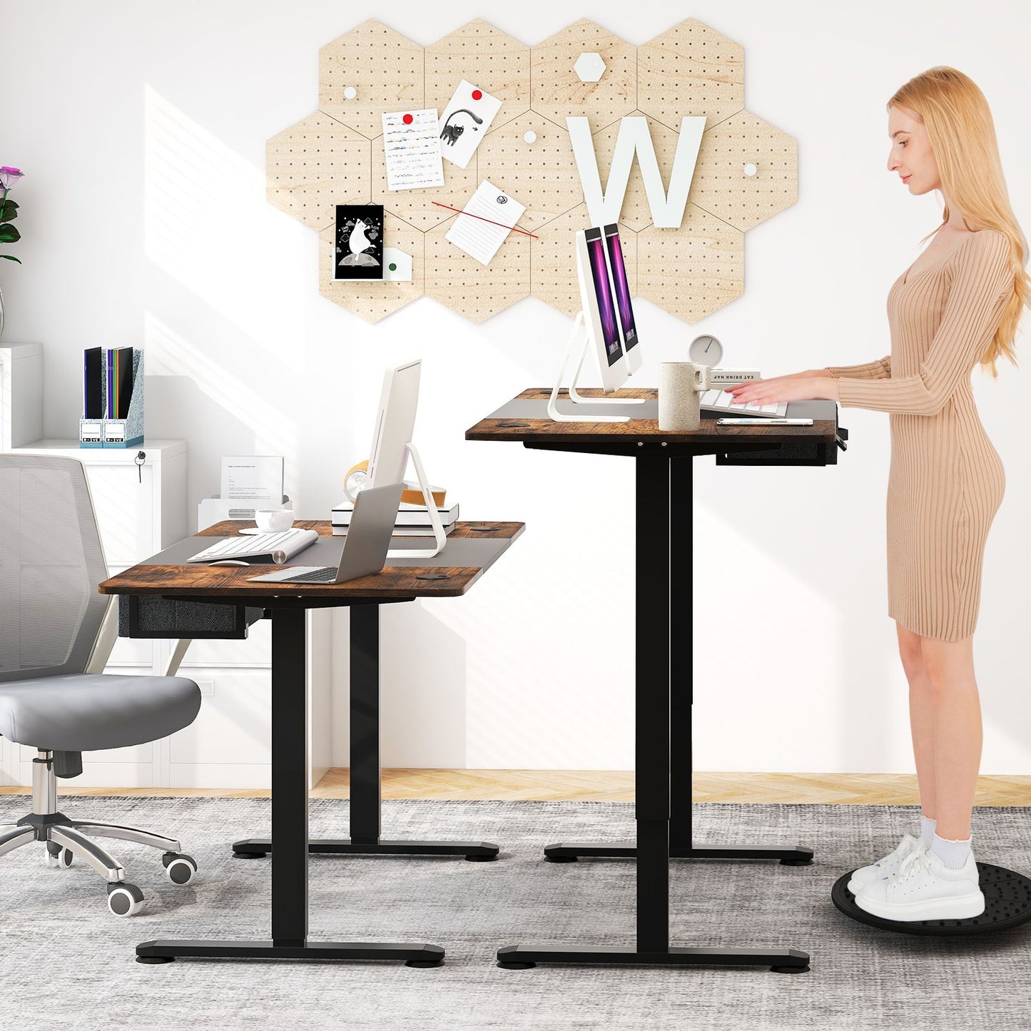 Transform Your Workspace: Electric Height Adjustable Standing Desk with USB Charging Port