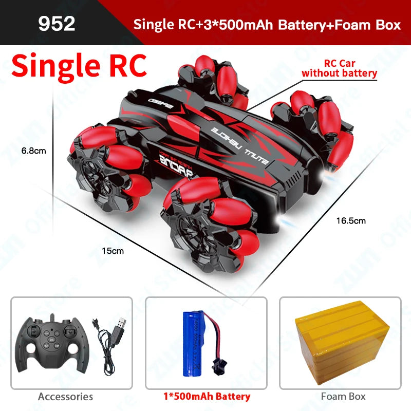 F1 RC Drift Car with LED Lights & Music - 2.4G Gesture Control Stunt Car for Kids - 4WD Electric Fun!