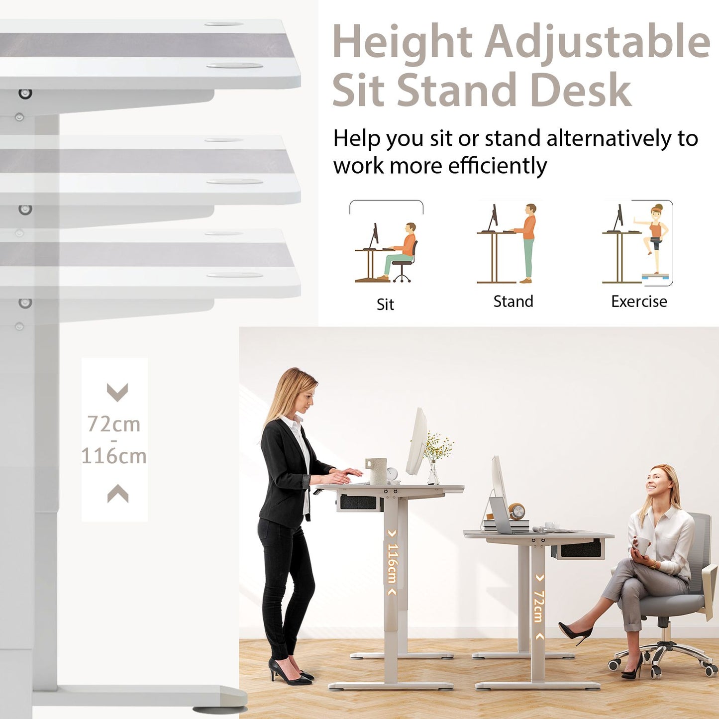 Transform Your Workspace: Electric Height Adjustable Standing Desk with USB Charging Port