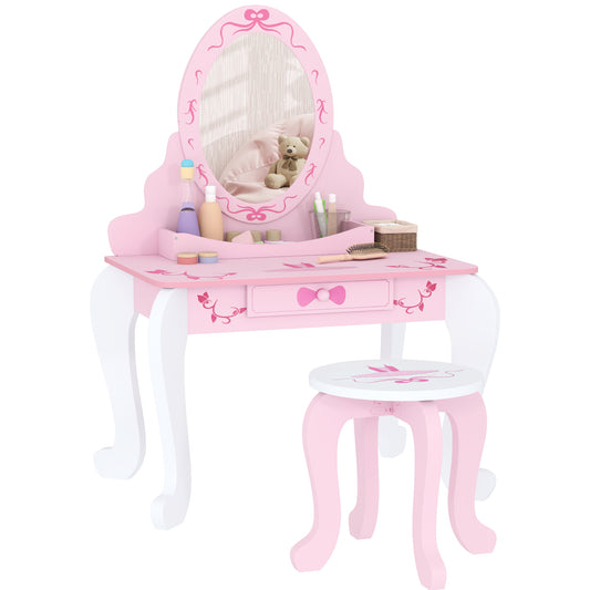 Enchanting Ballet Print Kids Vanity Set with Safe Mirror & Storage Solutions