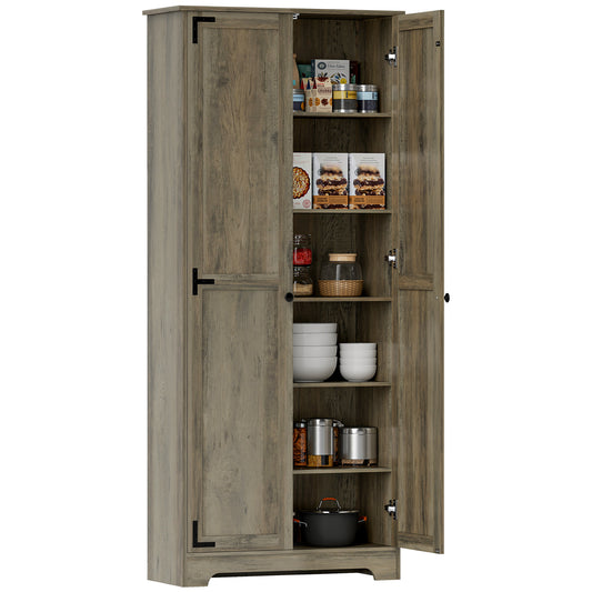 Chic Rustic Farmhouse Storage Cabinet with Adjustable Shelves - Grey Finish