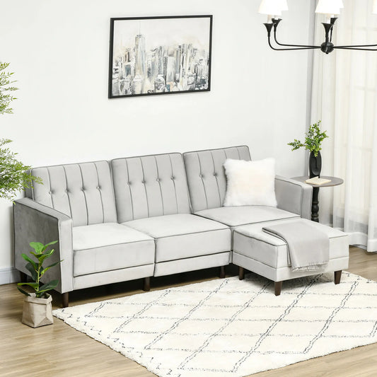 Upholstered Sofa Bed Reversible Sectional Sofa Set Velvet-Touch Sleeper