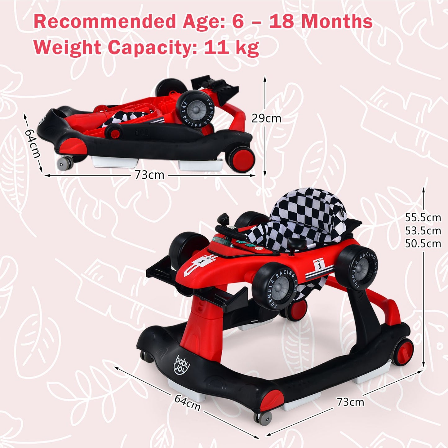 Versatile 4-In-1 Baby Push Walker - Adjustable Height & Speed for Growing Toddlers
