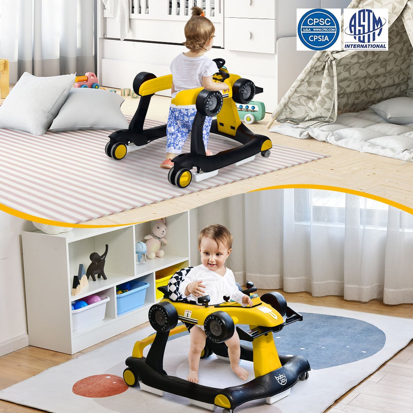 Versatile 4-In-1 Baby Push Walker - Adjustable Height & Speed for Growing Toddlers