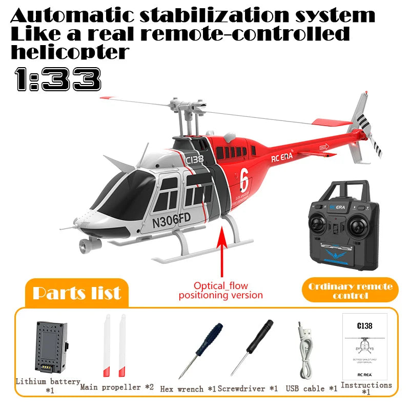 Experience the Thrill of Flight with the RC ERA C138 1:36 Remote Control Bell 206 Helicopter - Altitude Hold & 6-Axis Gyro Technology!