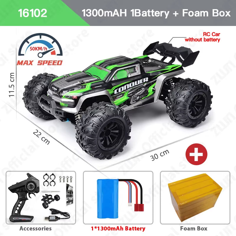 High-Speed 1:16 4WD RC Drift Monster Truck - 70KM/H Remote Control Car with LED for Kids - Wltoys 144001 Compatible
