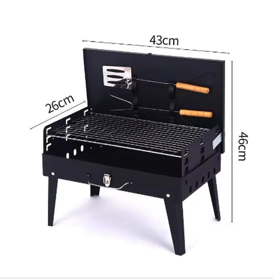 Portable Folding Charcoal Barbecue Grill for Outdoor Garden Camping BBQ with Utensil Tools By