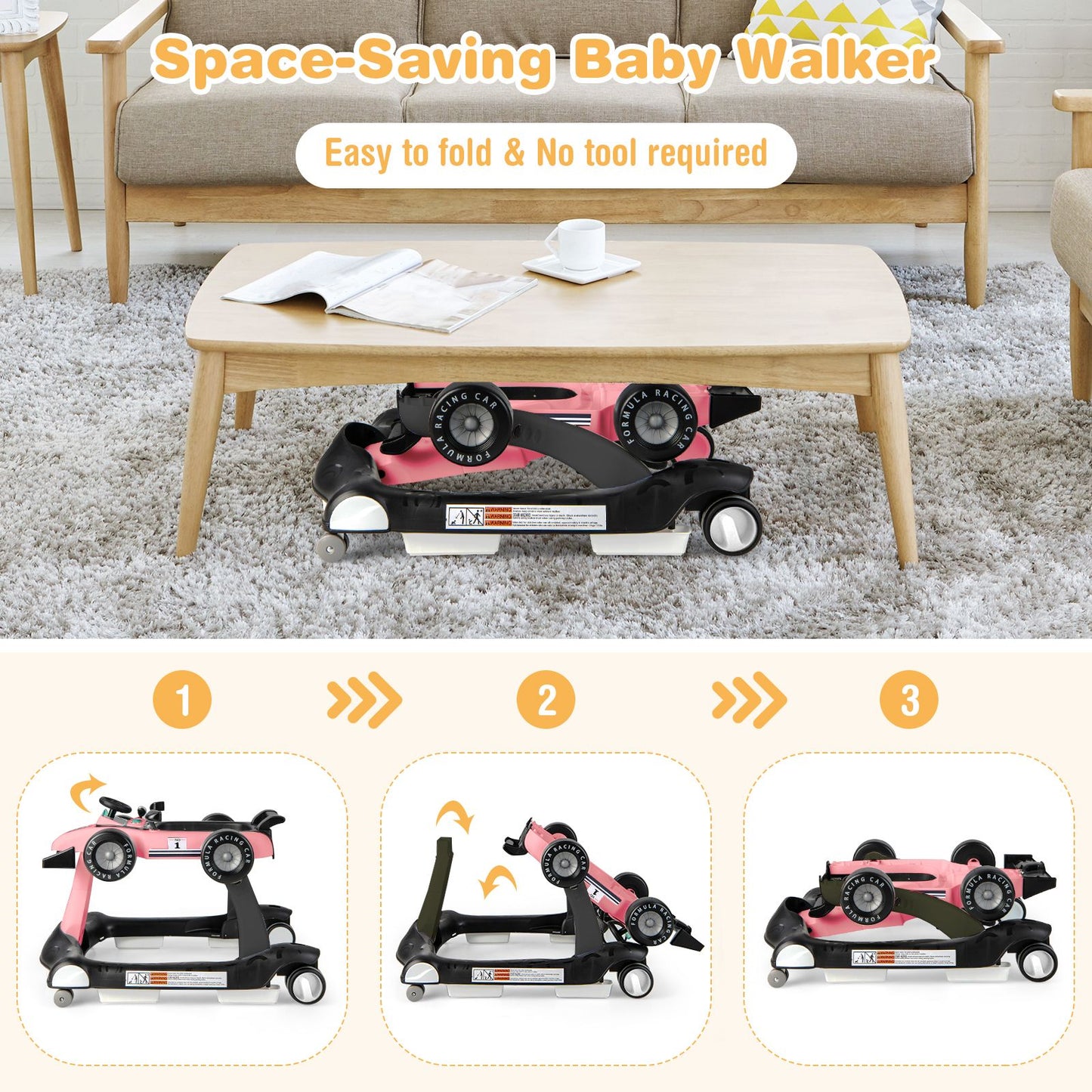 Versatile 4-In-1 Baby Push Walker - Adjustable Height & Speed for Growing Toddlers