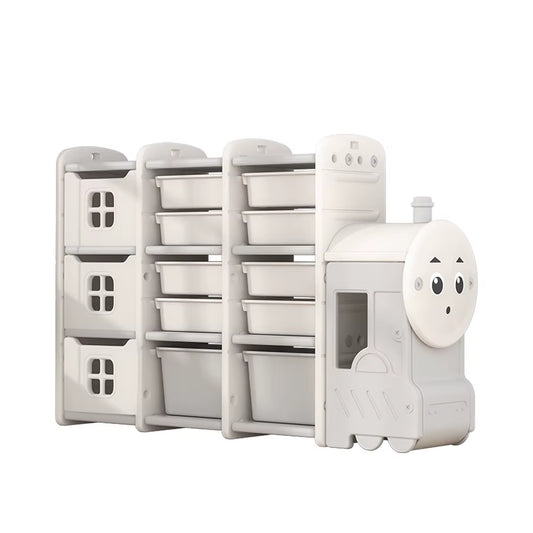 Cute Train Shape Toys Storage Rack for Kids Floor Standing