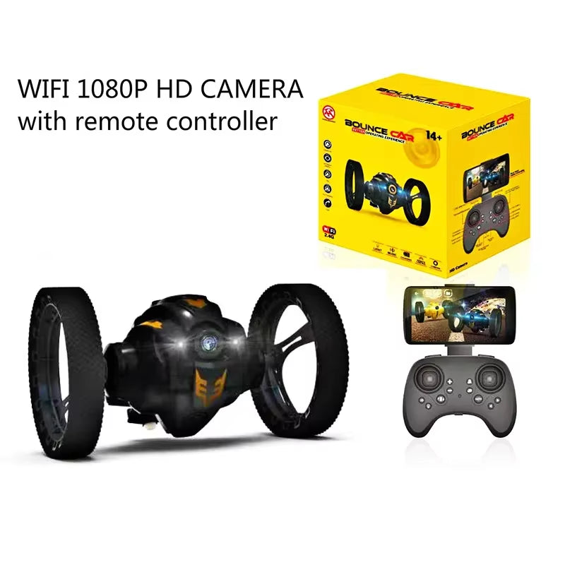 High-Speed WiFi Remote Control Jumping Car with 720P Camera & LED Lights - Ultimate Smart Stunt Toy for Christmas Fun!