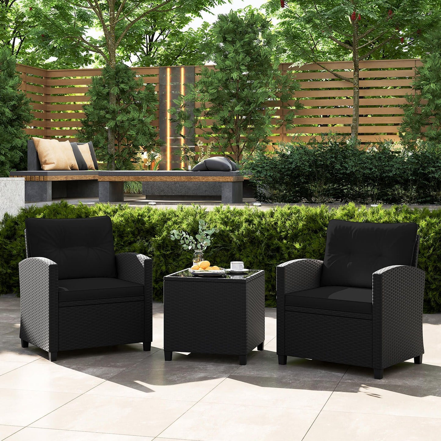 Stylish 3-Piece Rattan Patio Furniture Set with Comfortable Cushions for Ultimate Relaxation