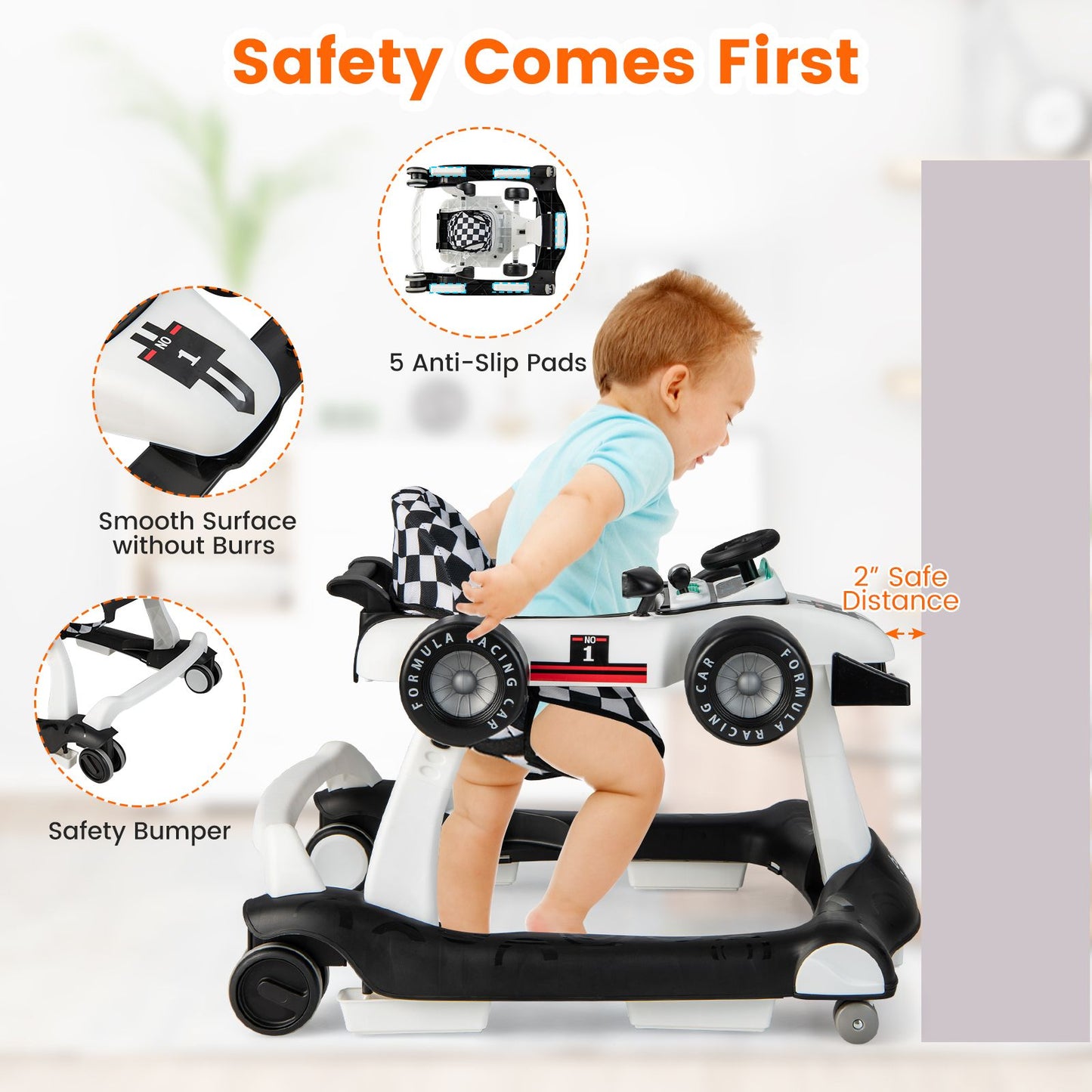 Versatile 4-In-1 Baby Push Walker - Adjustable Height & Speed for Growing Toddlers