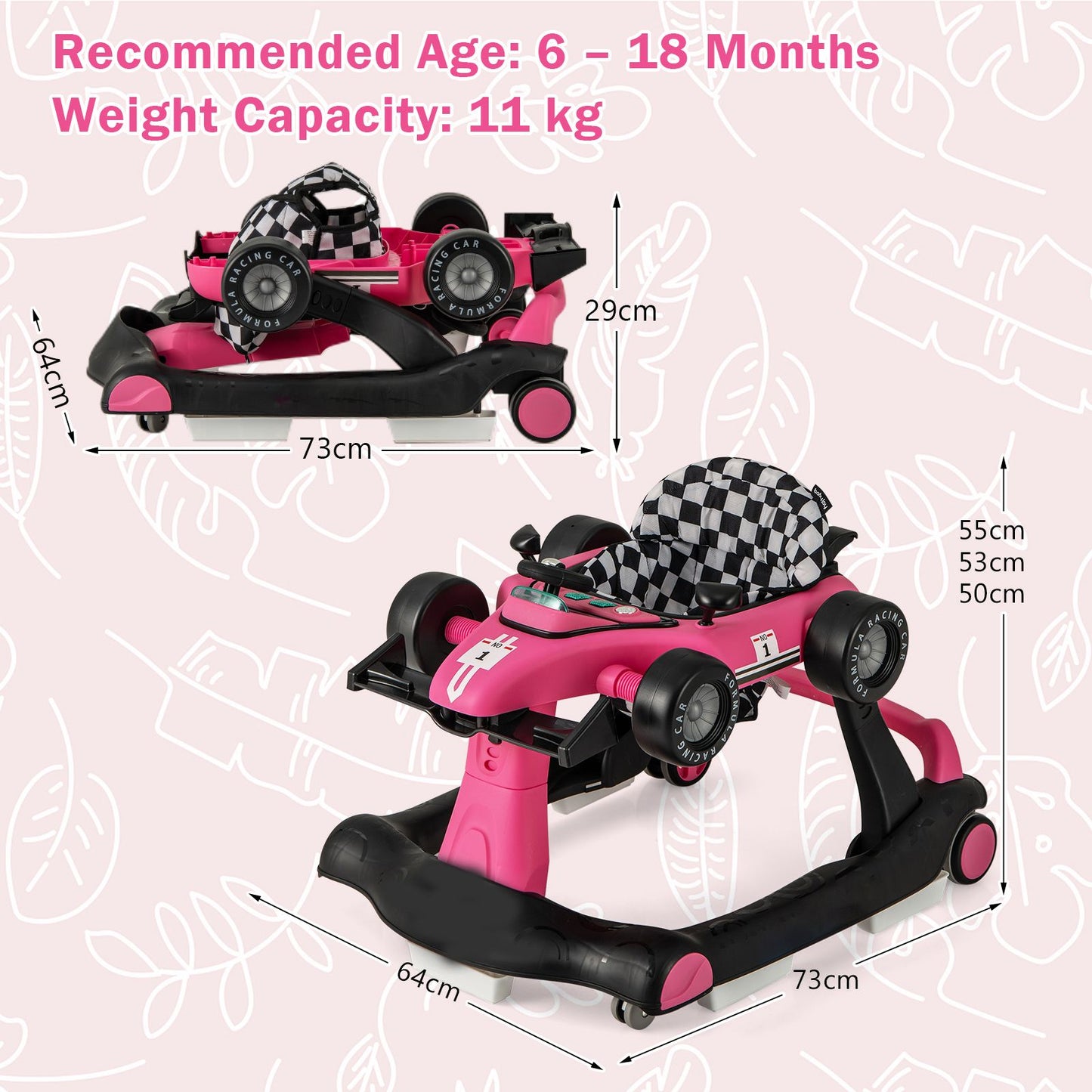 Versatile 4-In-1 Baby Push Walker - Adjustable Height & Speed for Growing Toddlers