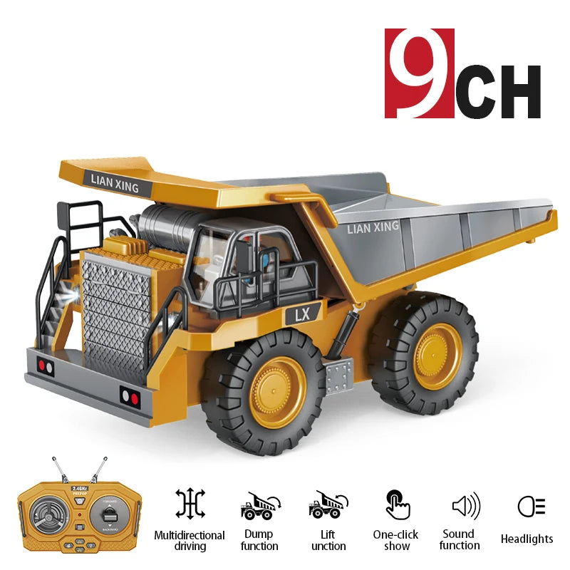 1:24 Scale 9CH Remote Control Alloy Dump Truck - Heavy Excavator Fun!