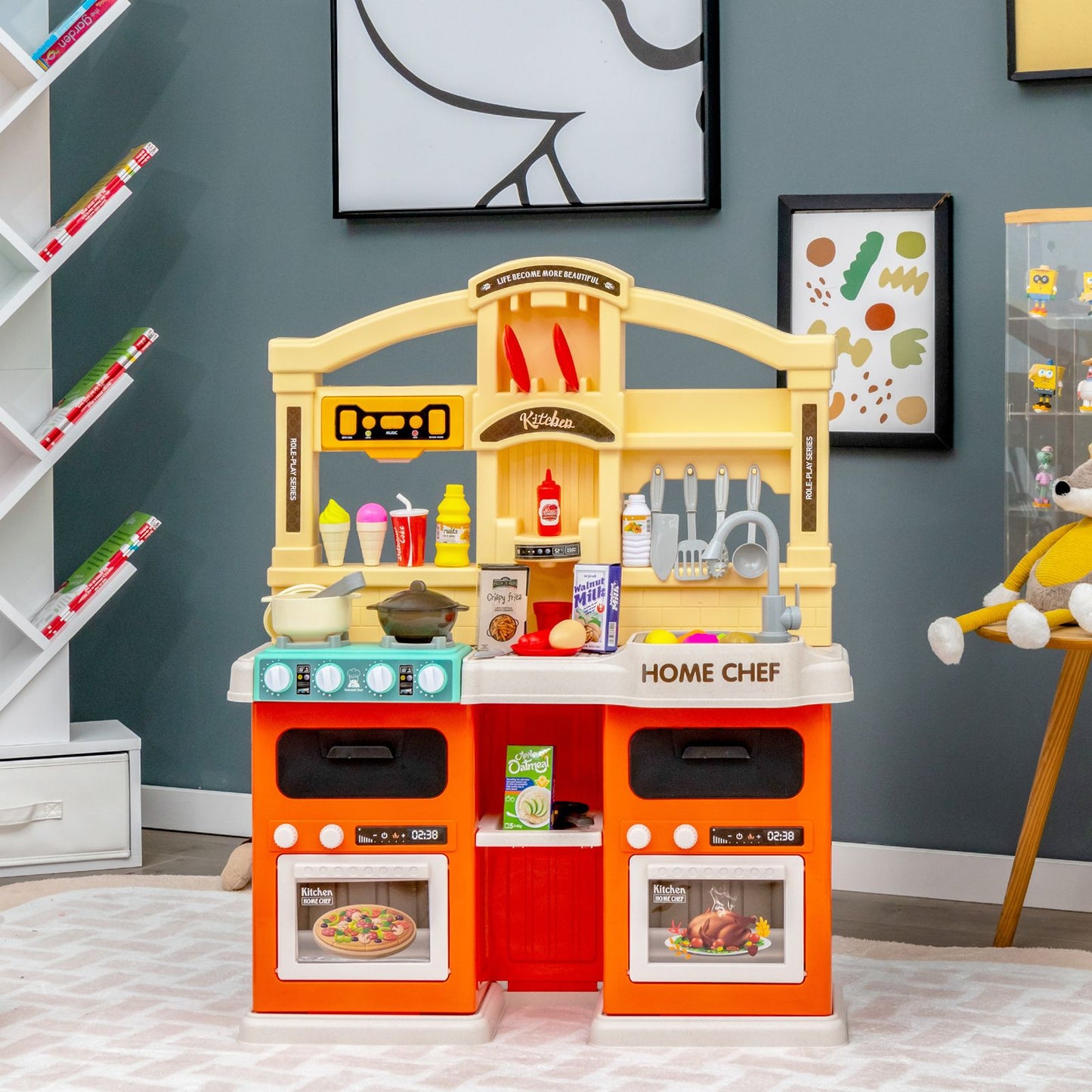Ultimate 69-Piece Kids Kitchen Playset with Realistic Boiling and Vapor Effects!